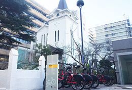 No.4 都市発展記念館（日本大通り駅）ポートに自転車を一旦返却。